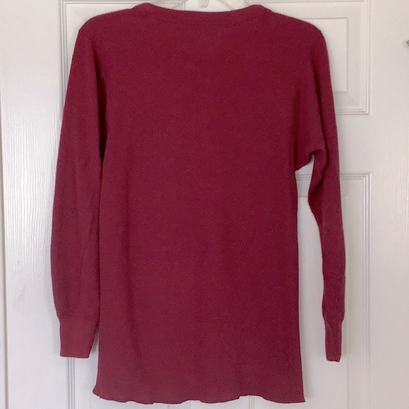St John’s Bay Waffle Weave Maroon Long Sleeve Thermal Henley Top - Picture 3 of 6
